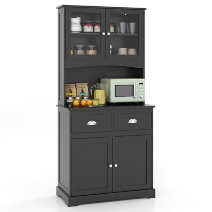 Tall Sideboard with 2 Drawers and Adjustable Shelves