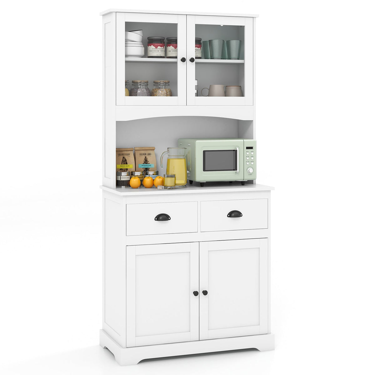 Tall Sideboard with 2 Drawers and Adjustable Shelves