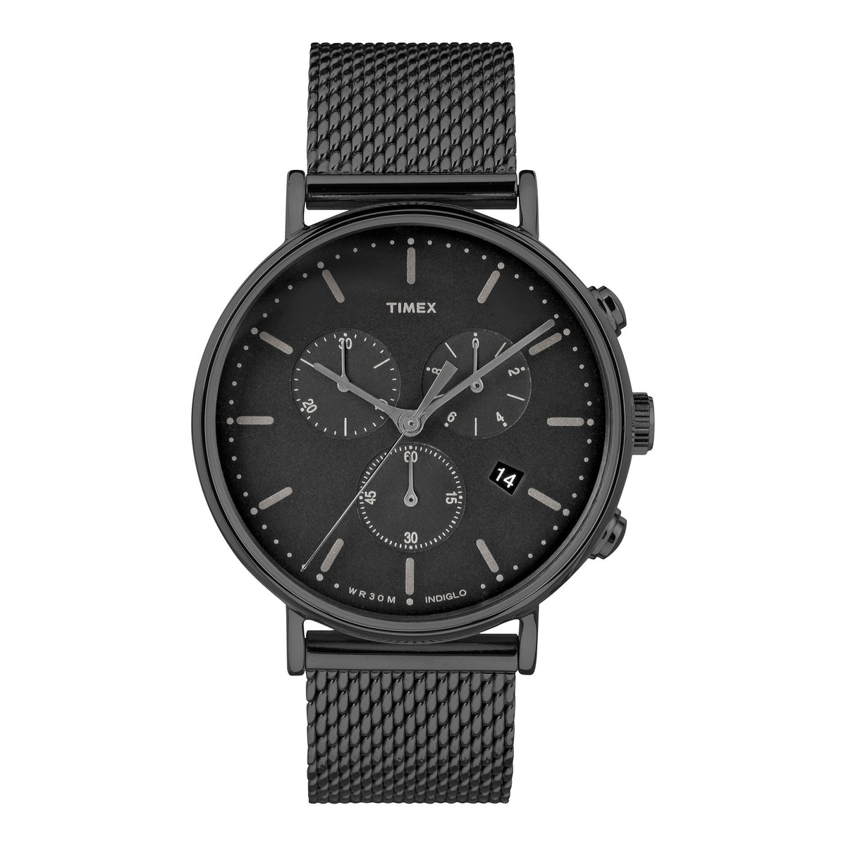 TIMEX TW2R27300 FAIRFIELD ESSENTIAL - MEN'S BLACK STAINLESS STEEL & INDIGLO WATCH