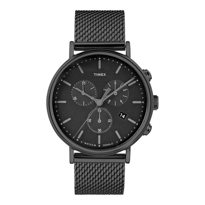 TIMEX TW2R27300 FAIRFIELD ESSENTIAL - MEN'S BLACK STAINLESS STEEL & INDIGLO WATCH