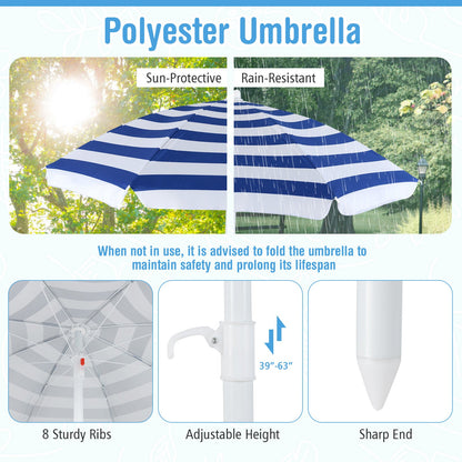 Toddler Outdoor Activity Table with Adjustable and Collapsible Umbrella-White