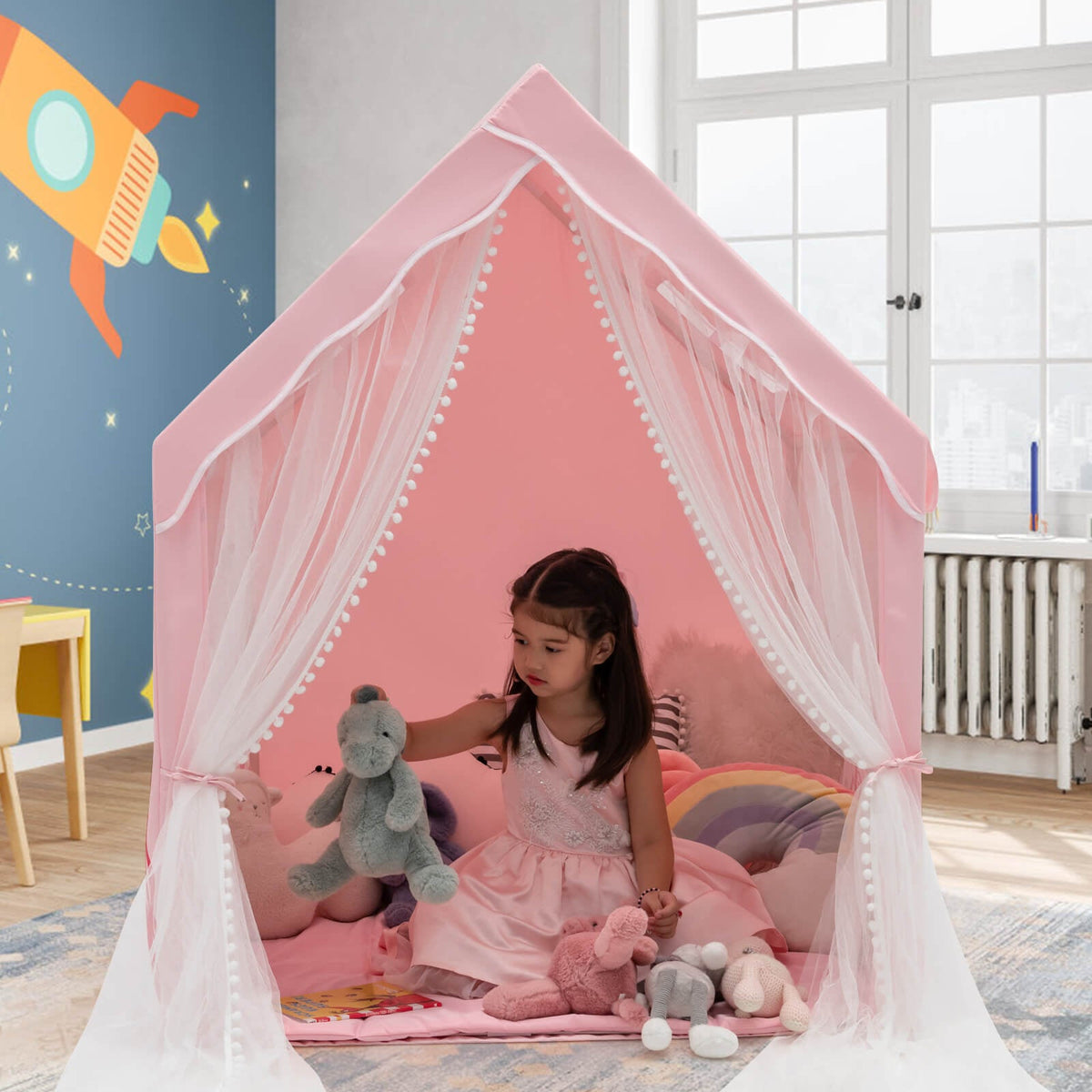 Large Kids Play Tent with Removable Cotton Mat