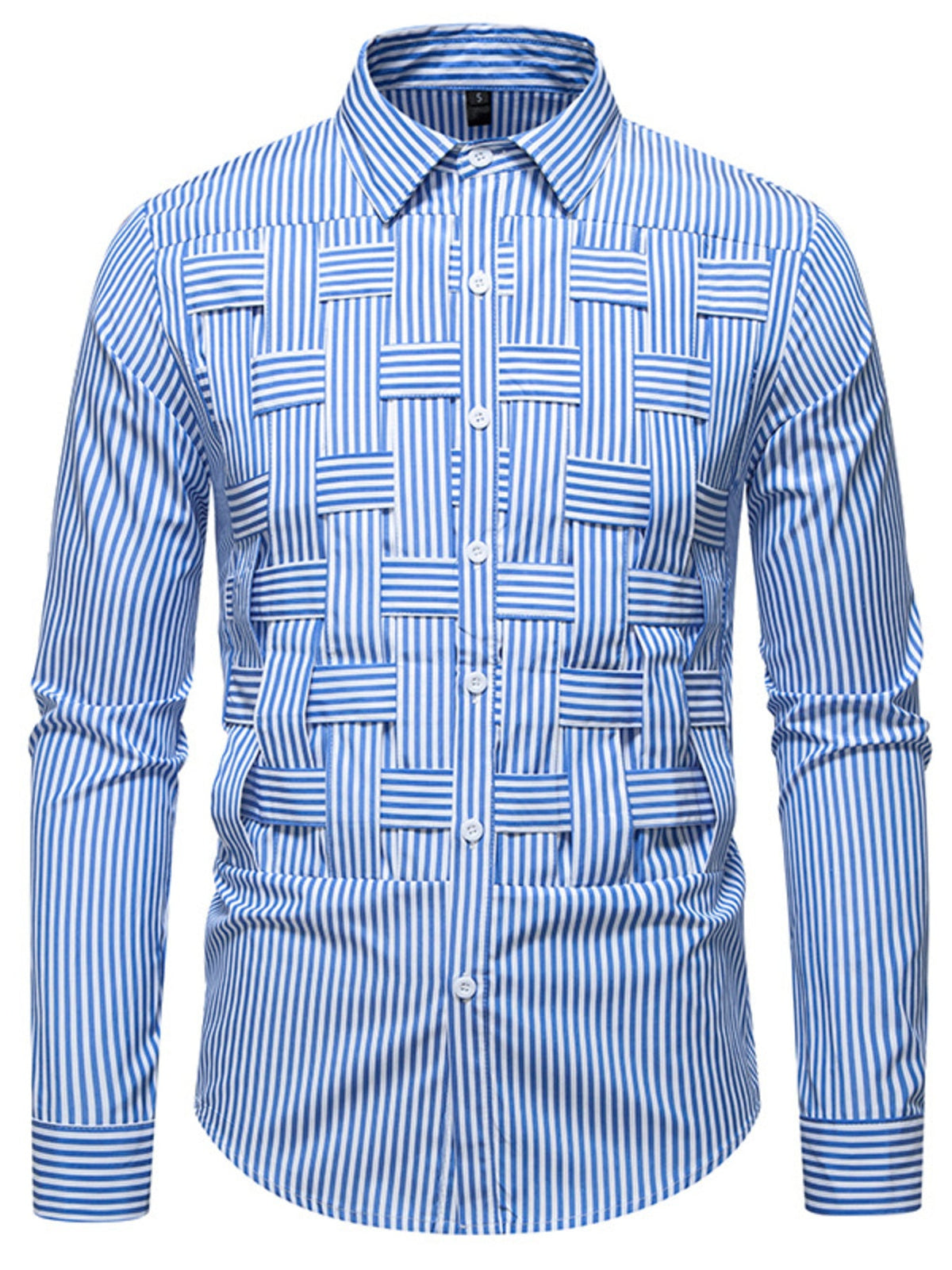 Men's Striped Woven Pattern Long Sleeve Shirt
