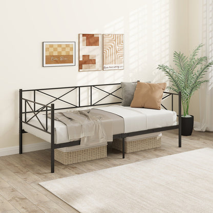 Twin Size Platform Bed with Heavy-duty Metal Slat Support