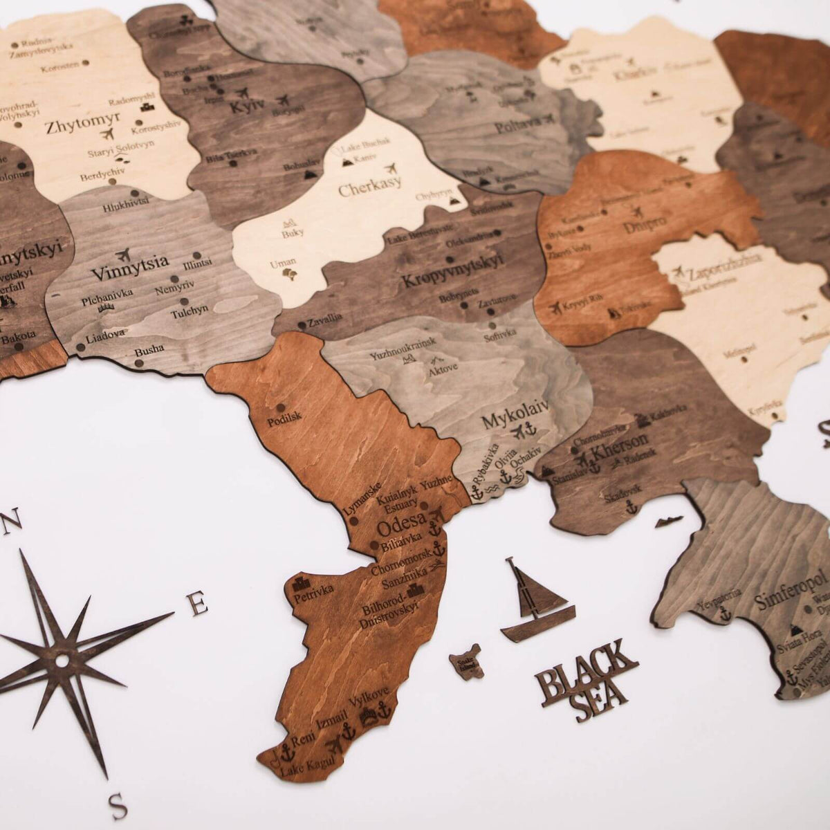 Wooden Map of Ukraine Multicolor