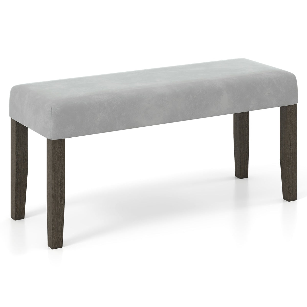 End of Bed Bench with Padded Seat and Solid Wood Legs-Gray