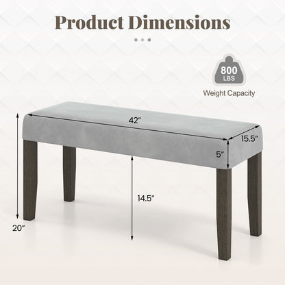 End of Bed Bench with Padded Seat and Solid Wood Legs-Gray