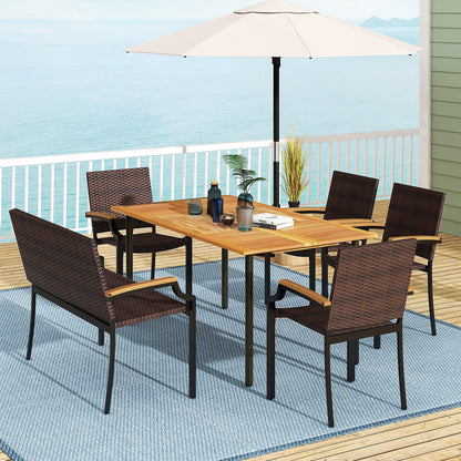 6 Pieces Outdoor Dining Set with Umbrella Hole