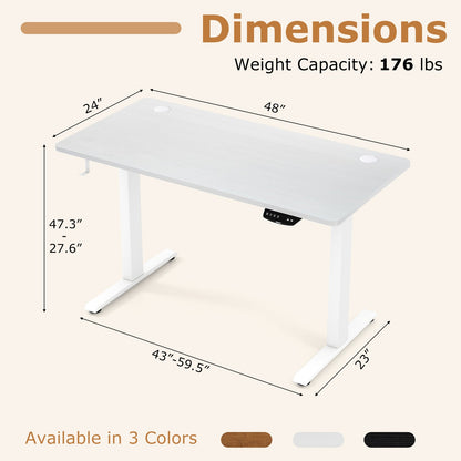Electric Standing Desk Height Adjustable with 3 Memory Heights White
