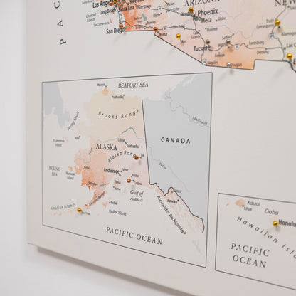 Wooden Canvas USA Map -  Colorful