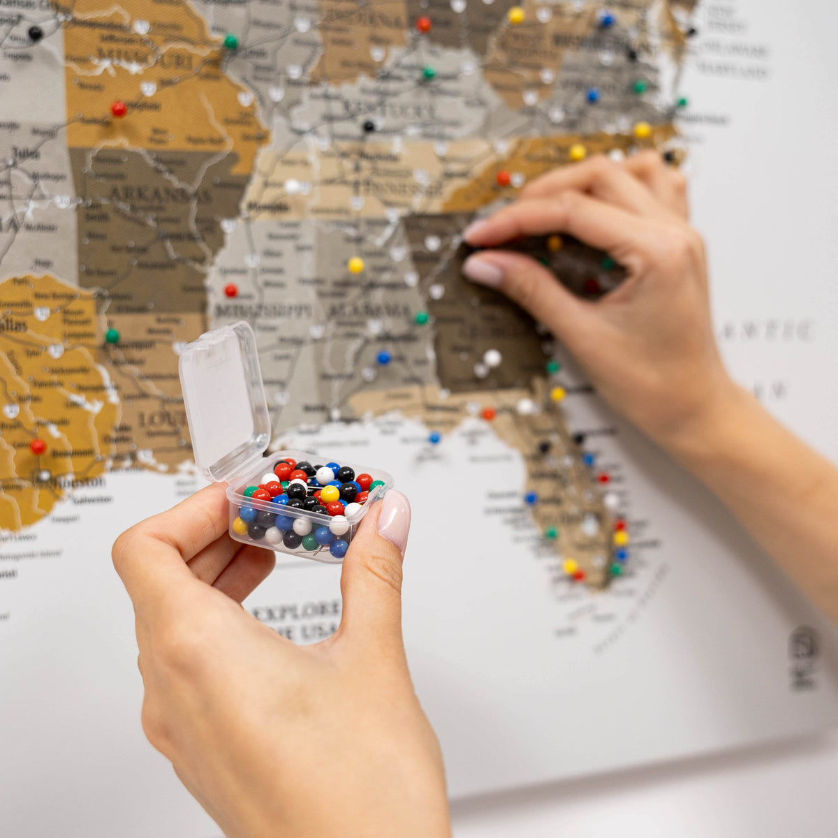 Wooden Canvas USA Map - Desert