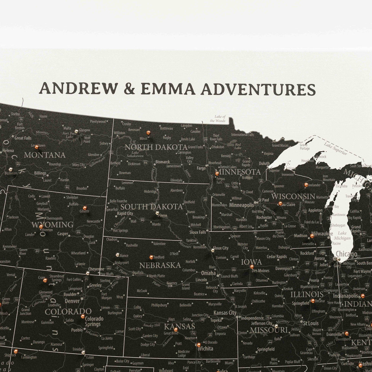 Wooden Canvas USA Map - Onyx