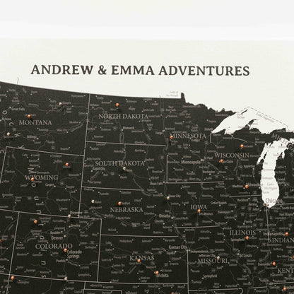 Wooden Canvas USA Map - Onyx