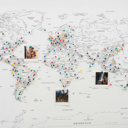 World Map on Canvas - White