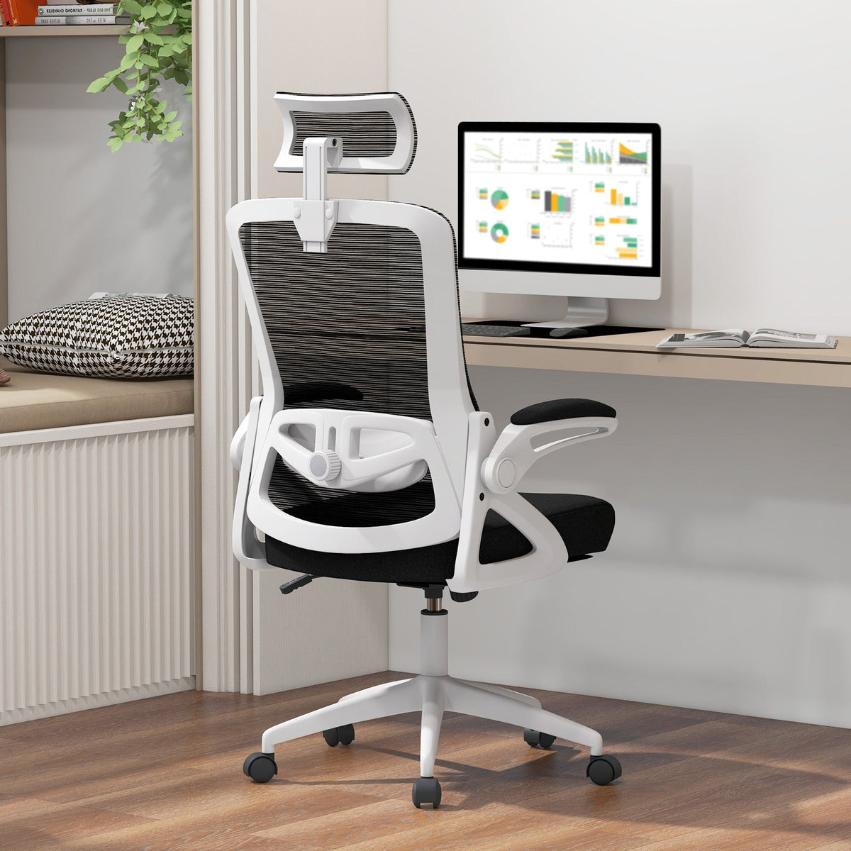 Adjustable Swivel Task Chair Ergonomic Office Chair with Adjustable Lumbar Support