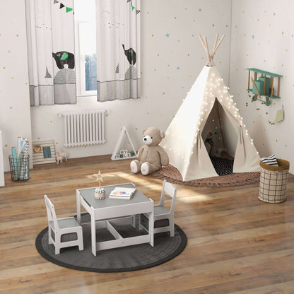 Kids Table Chairs Set With Storage Boxes Blackboard Whiteboard Drawing