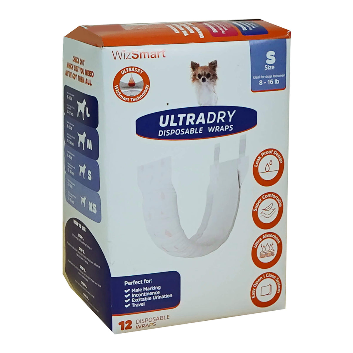 WizSmart UltraDry Disposable Male Dog Wraps