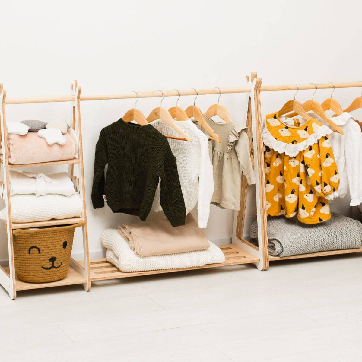 Wooden children's clothing rack