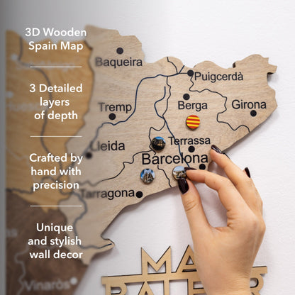 Wooden Map of Spain – Multicolor