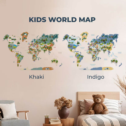 Nursery World Map Indigo